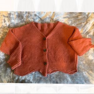 SHEIN Burnt Orange Crop Cardigan